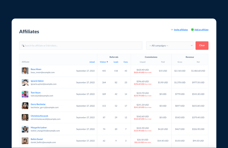 Rewardful Affiliate Portal