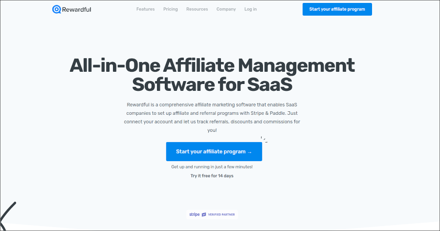 Rewardful homepage screenshot