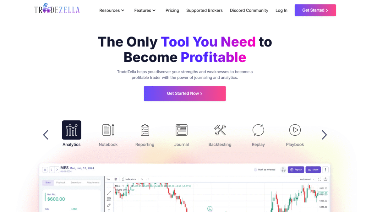 TradeZella Homepage