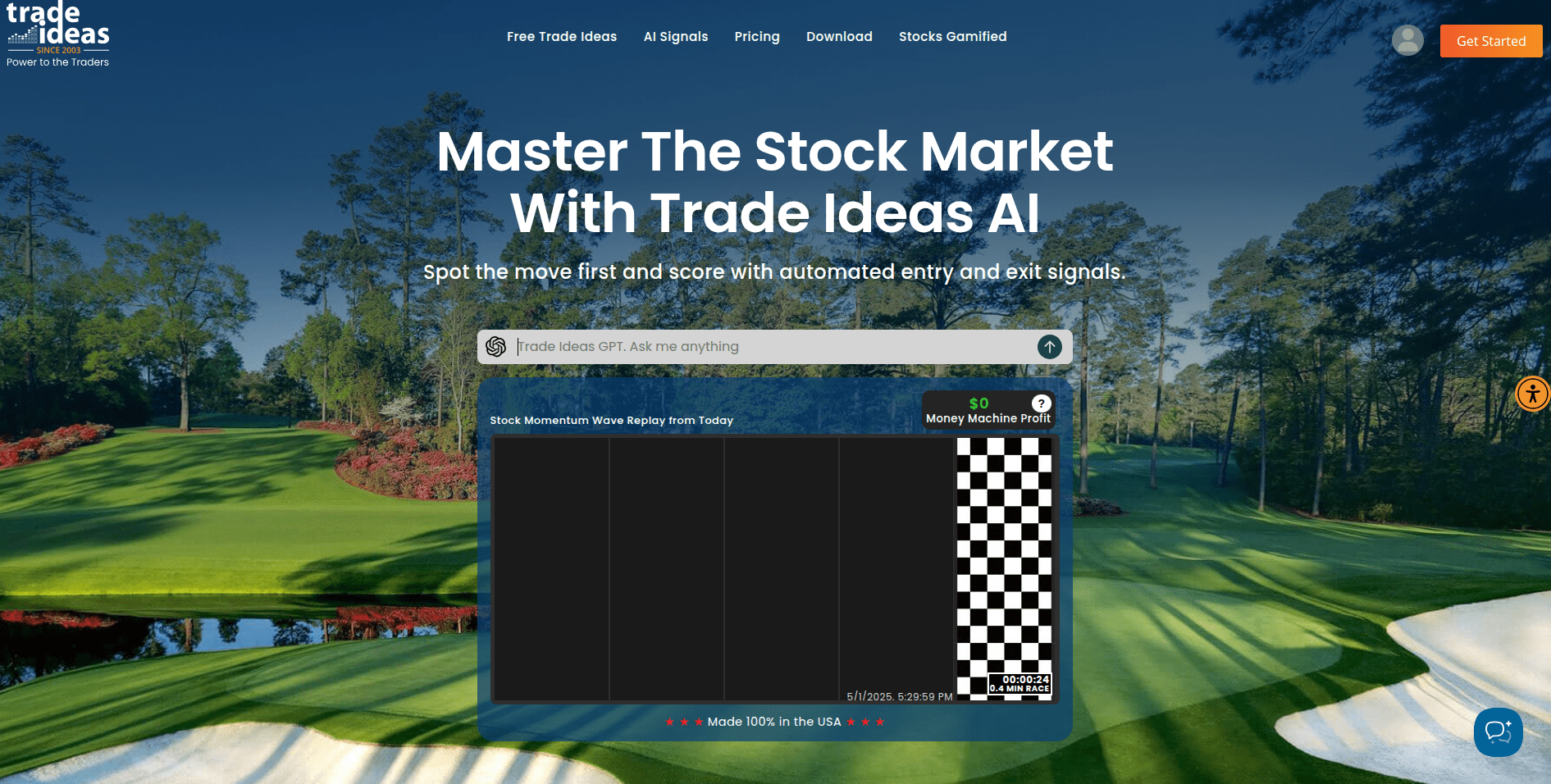 Trade Ideas Homepage Screenshot