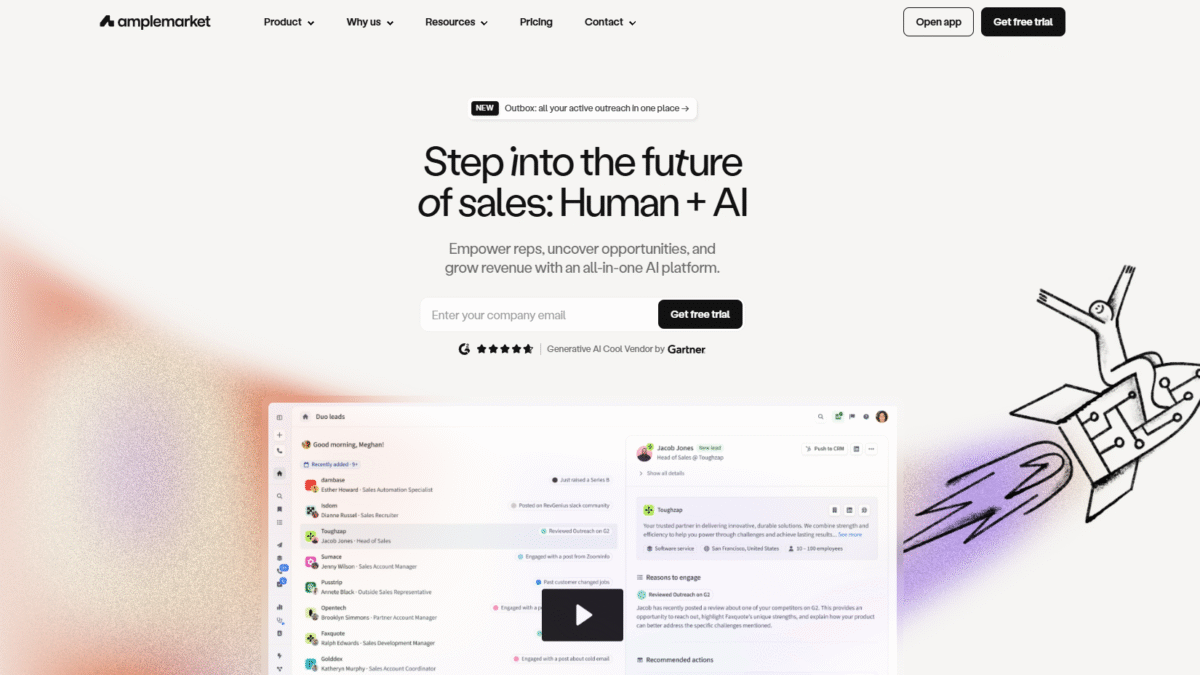 Amplemarket homepage