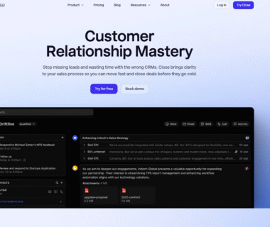 Close CRM Homepage
