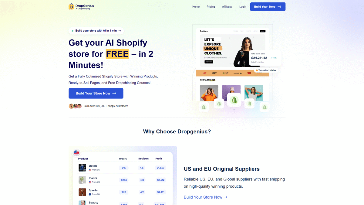 DropGenius Homepage