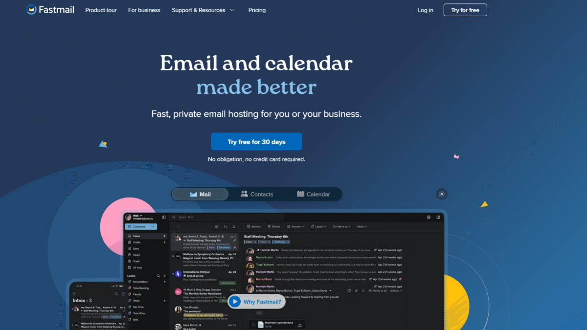 Fastmail Homepage