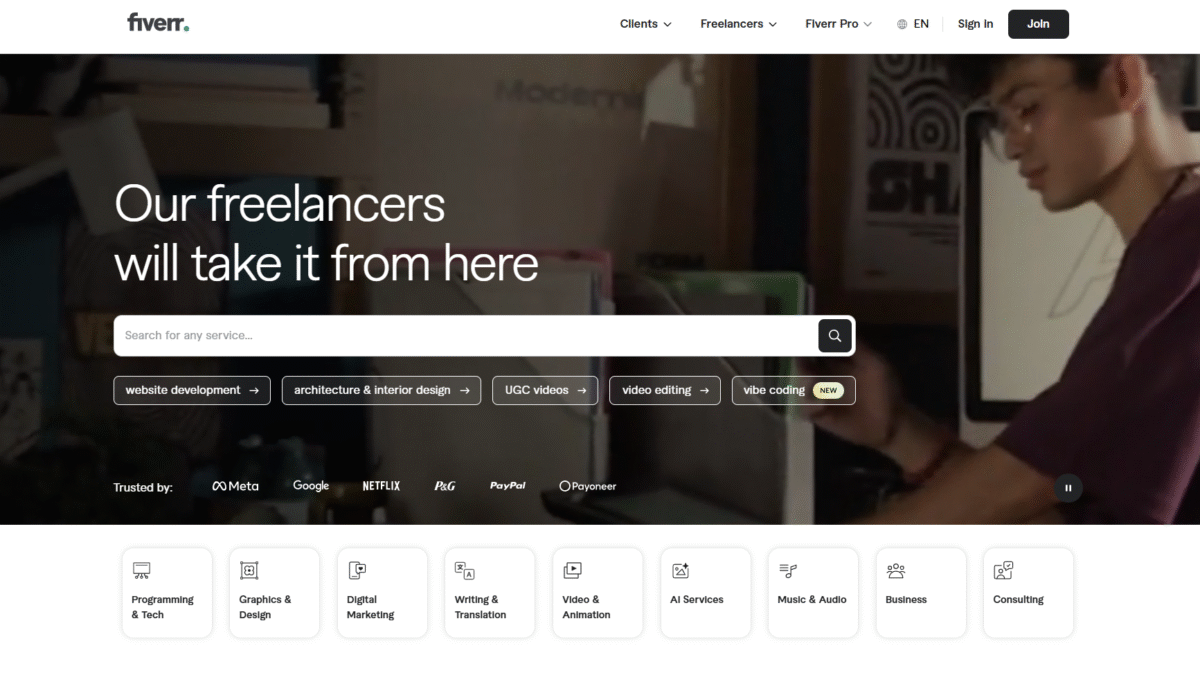 Fiverr Homepage