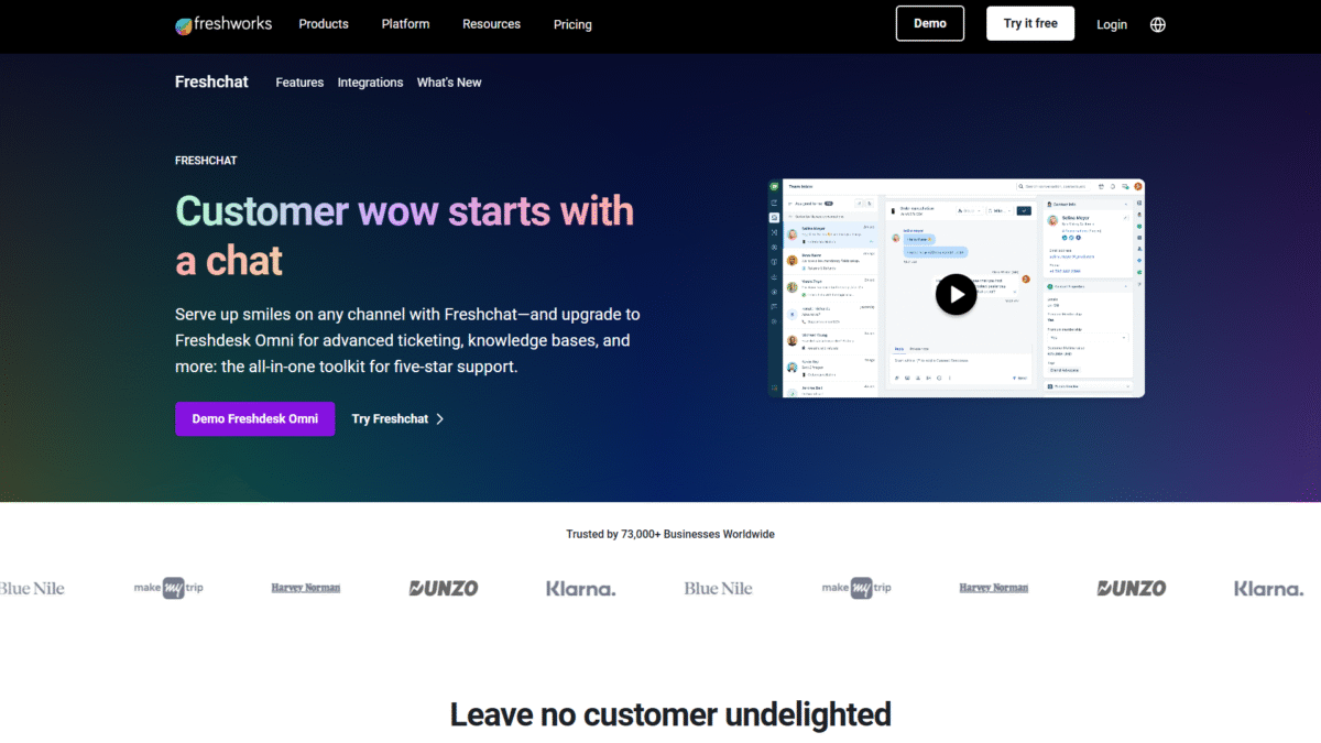 Freshchat Homepage