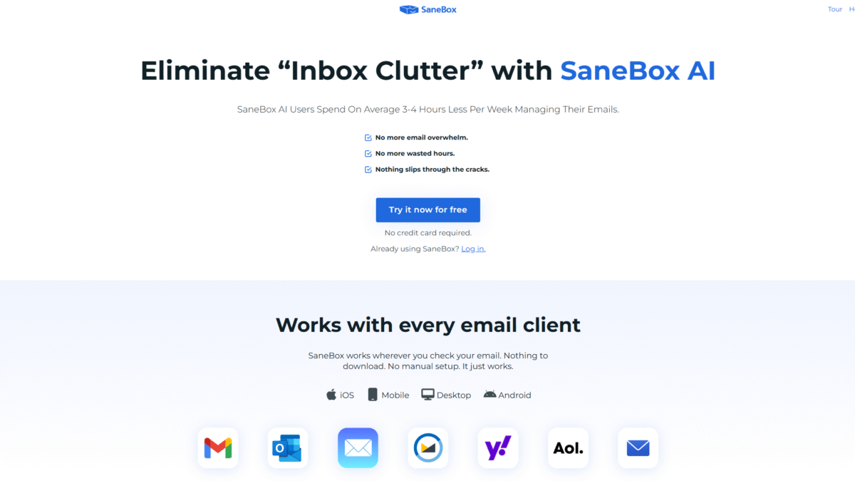 Sanebox Homepage