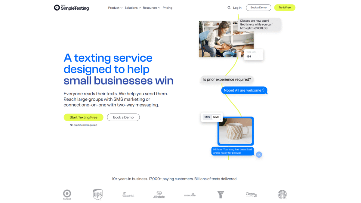SimpleTexting Homepage