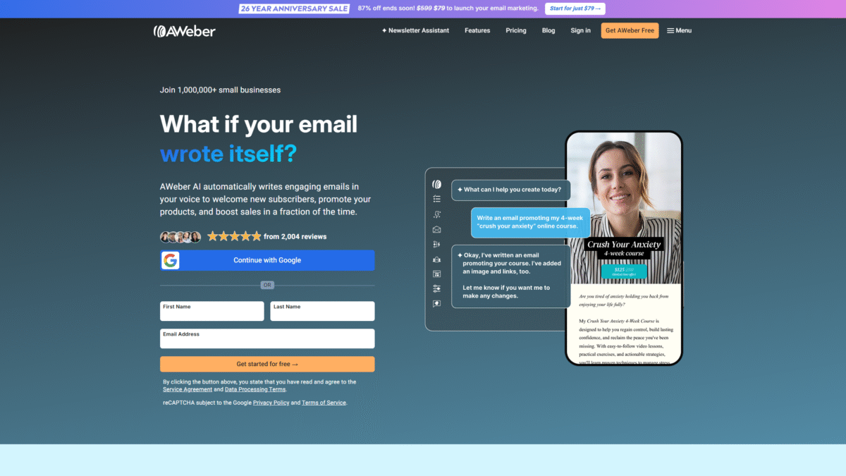 AWeber Homepage