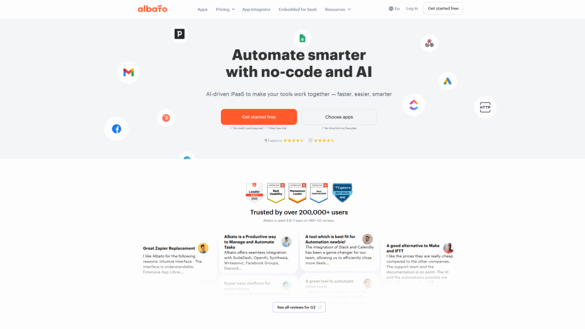 Albato Homepage