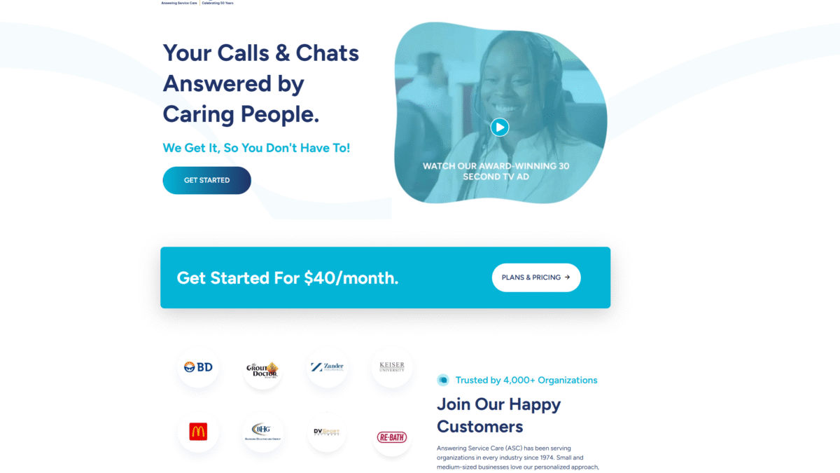 Answering Service Care Homepage