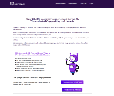 Bertha AI Homepage