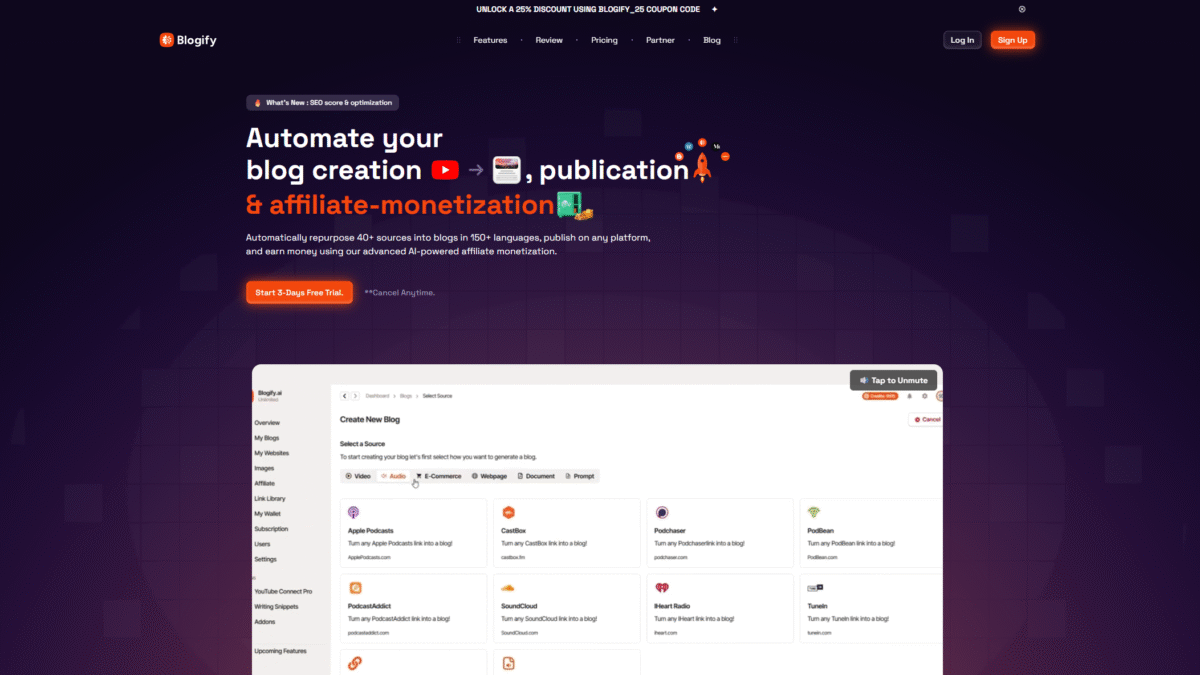 Blogify Homepage