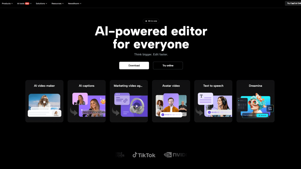 CapCut Homepage