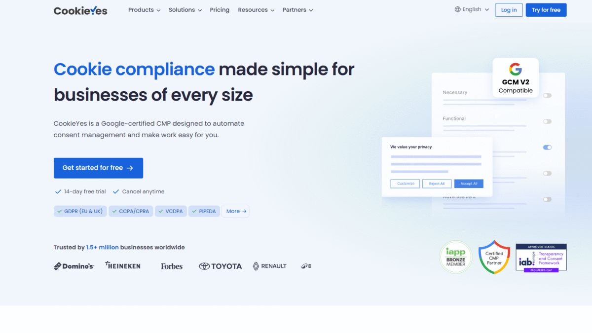 CookieYes Homepage