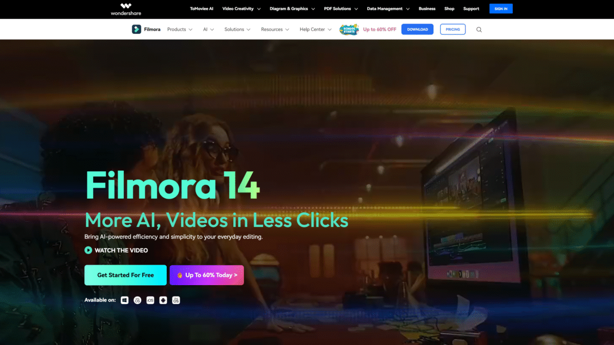 Filmora Homepage