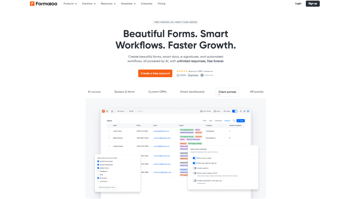 Formaloo Homepage