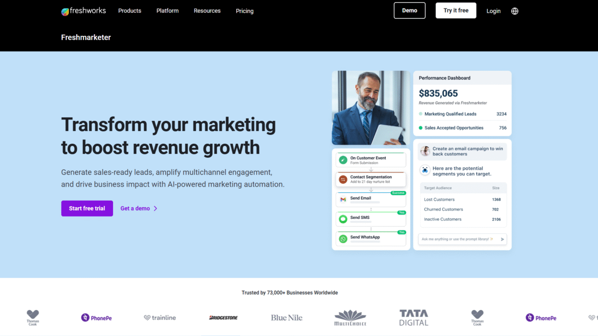 Freshmarketer Homepage