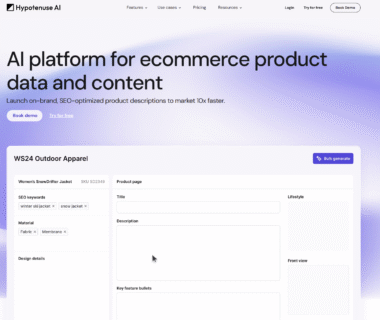 Hypotenuse AI Homepage