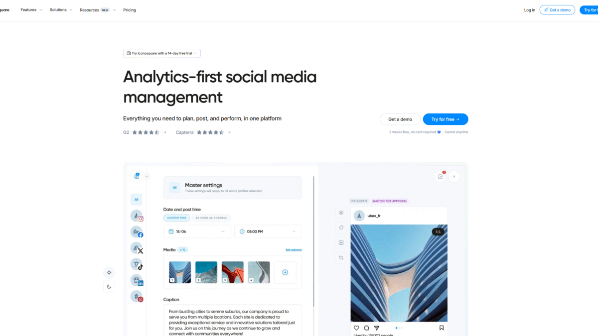 Iconosquare Homepage