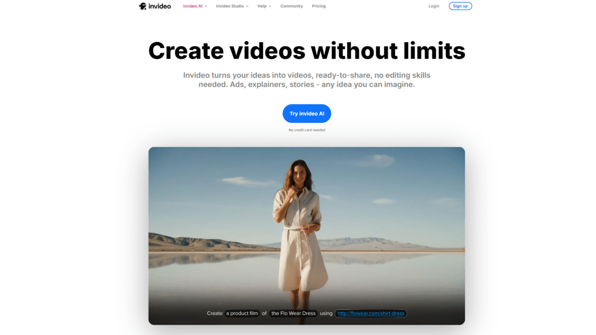 Invideo AI Homepage