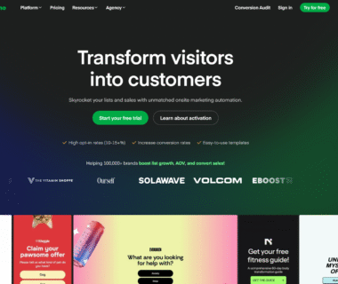 Justuno Homepage
