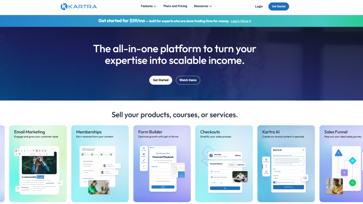 Kartra Homepage