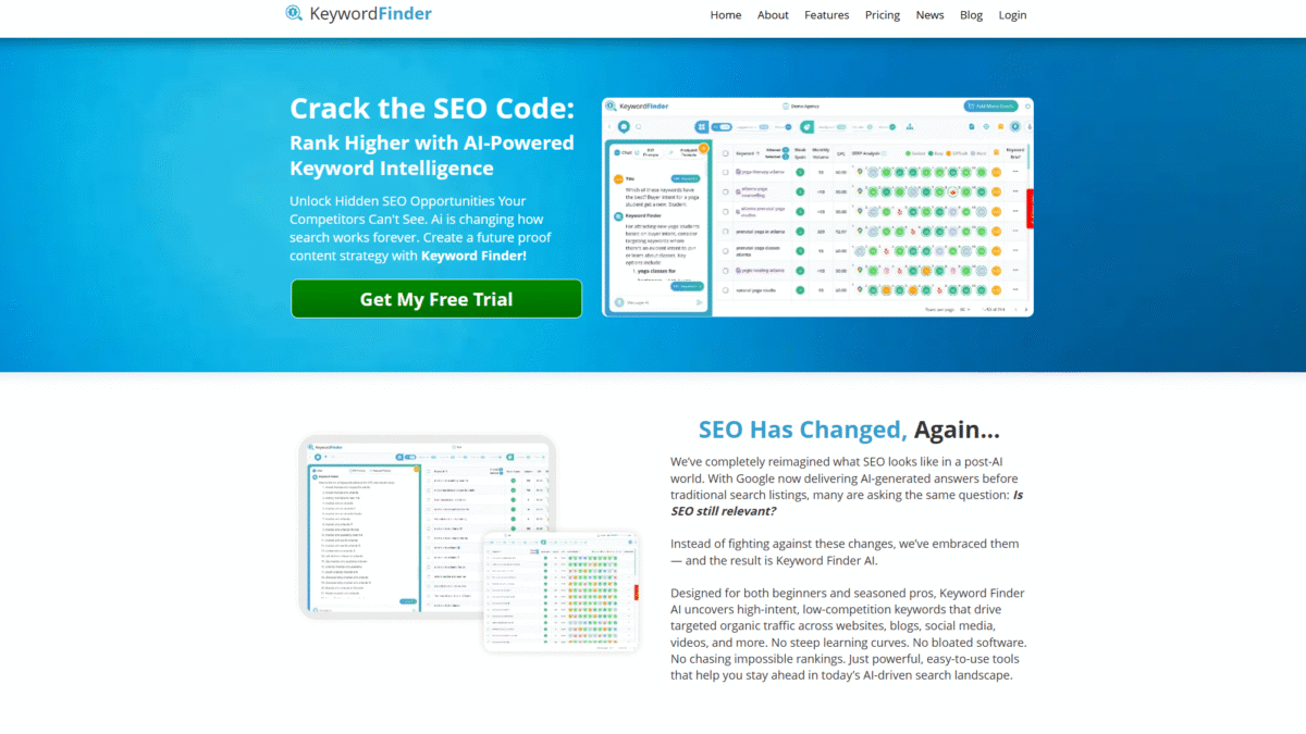 KeywordFinder Homepage