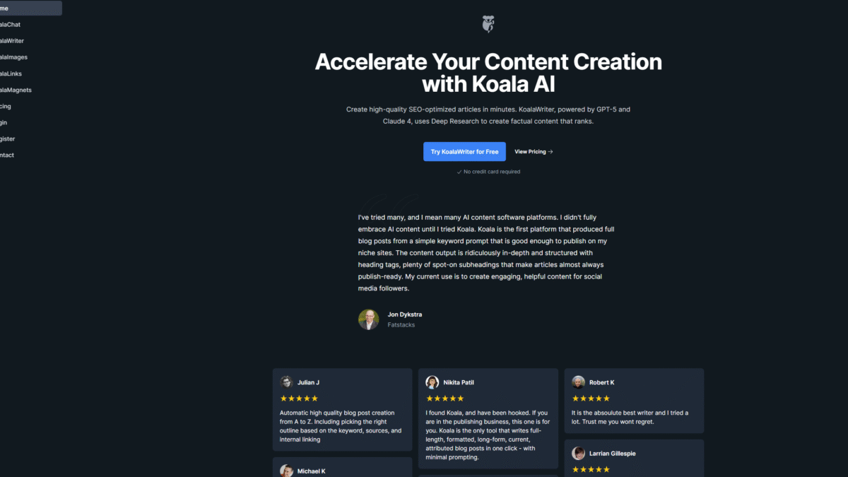 Koala AI Homepage