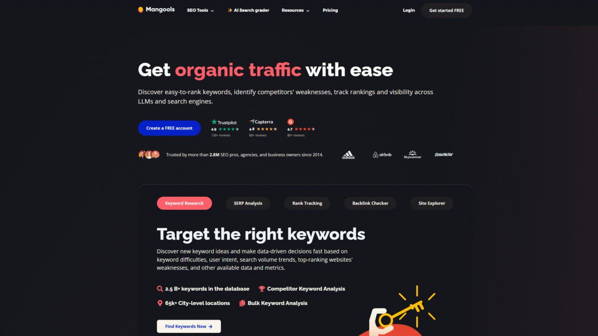 Mangools Homepage
