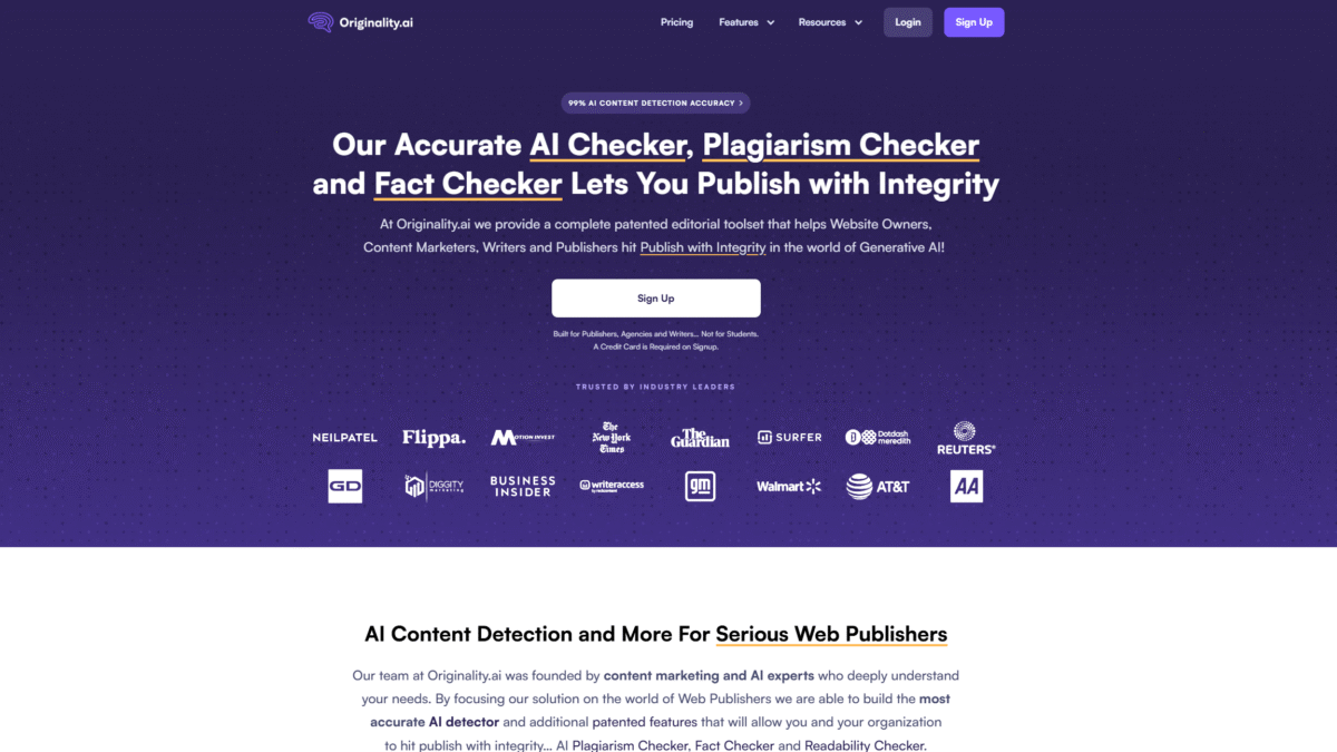 Originality AI Homepage