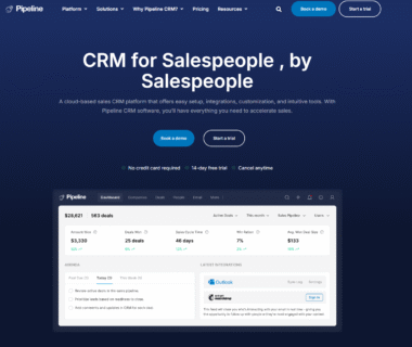 Pipeline CRM Homepage