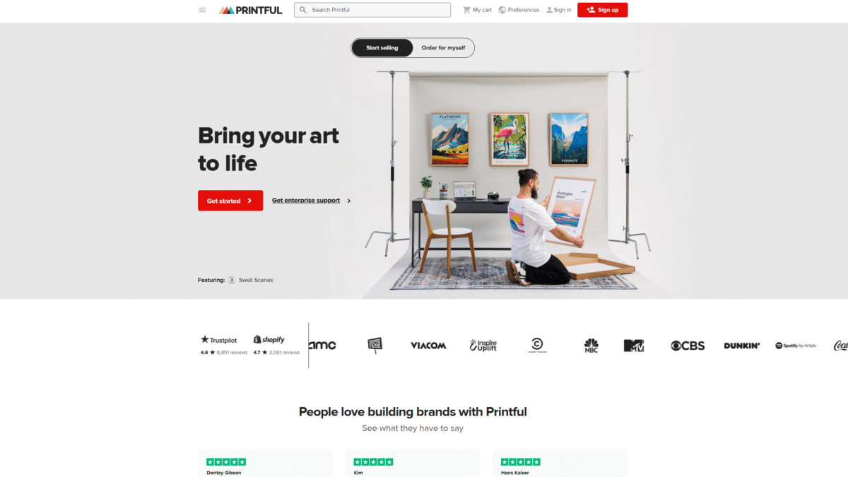 Printful Homepage