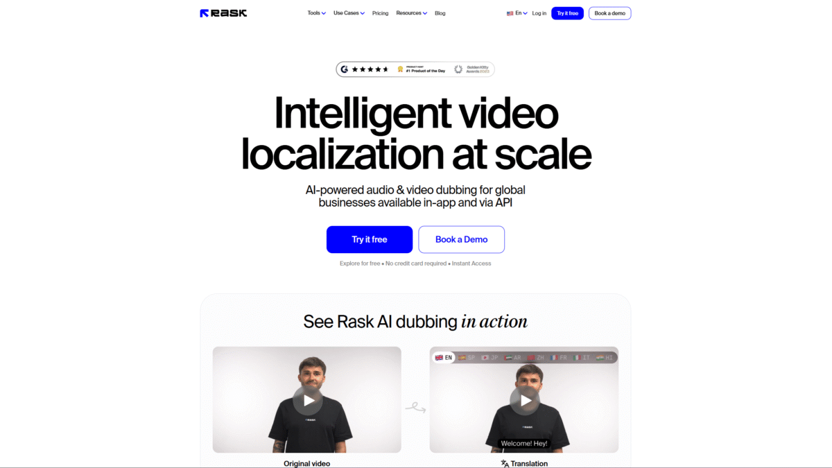 Rask AI Homepage