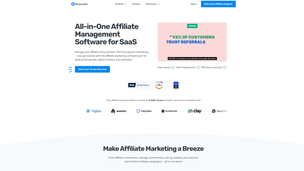 Rewardful Homepage