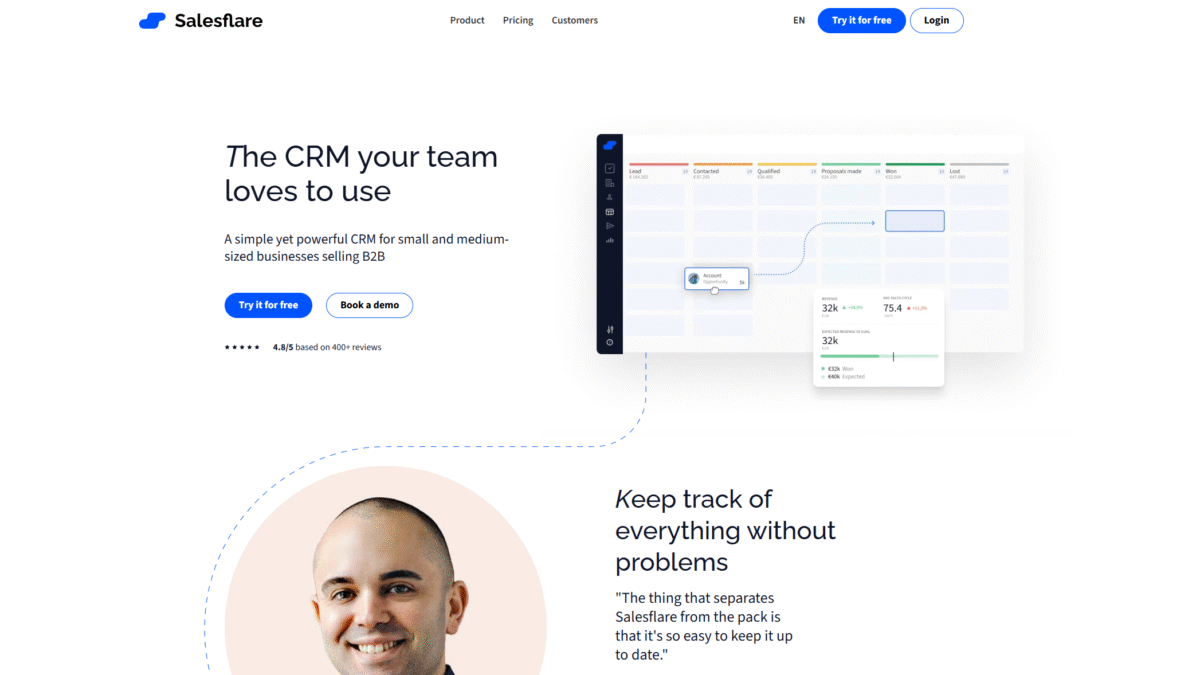 Salesflare Homepage