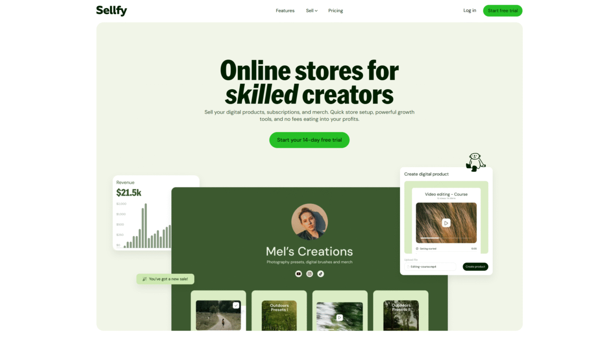Sellfy Homepage
