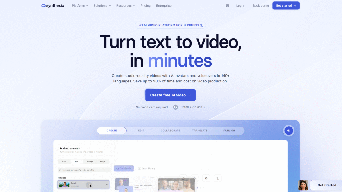 Synthesia Homepage