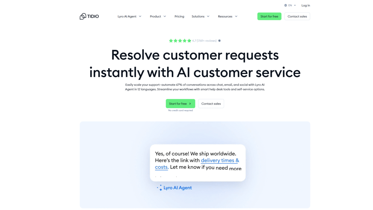 Tidio Homepage