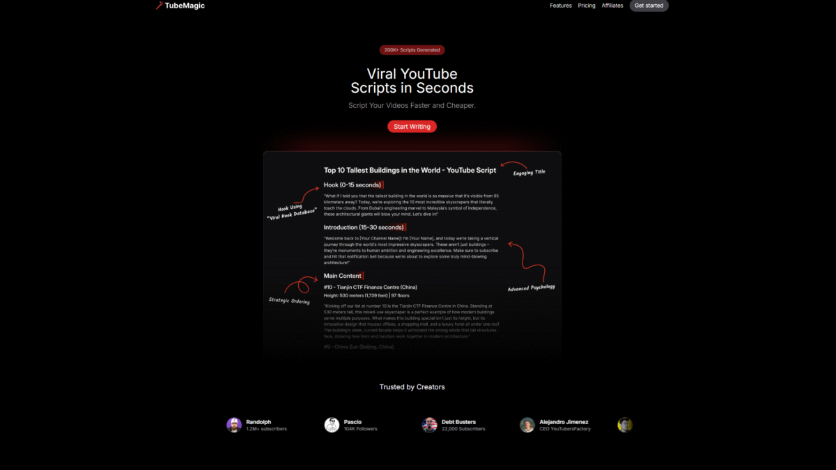 TubeMagic AI Homepage