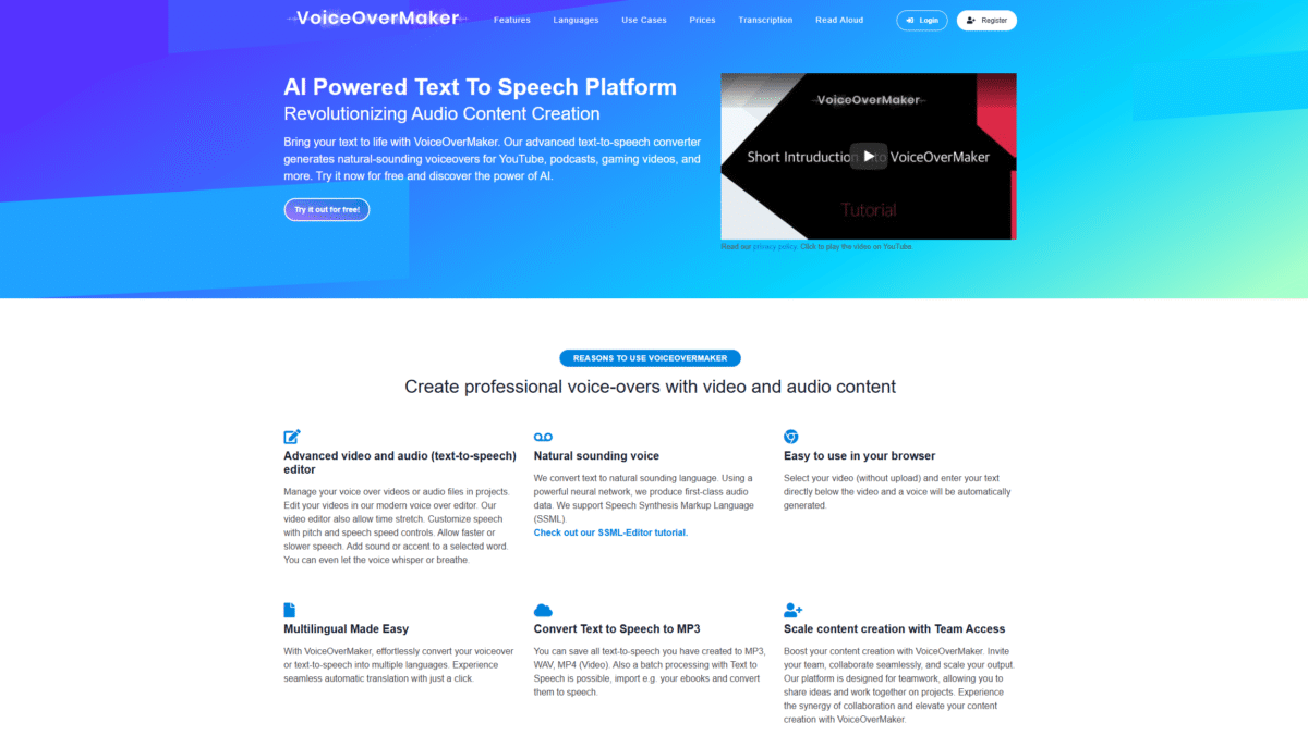 VoiceOverMaker Homepage
