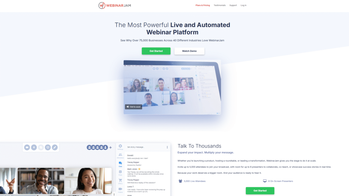 WebinarJam Homepage