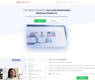 WebinarJam Homepage