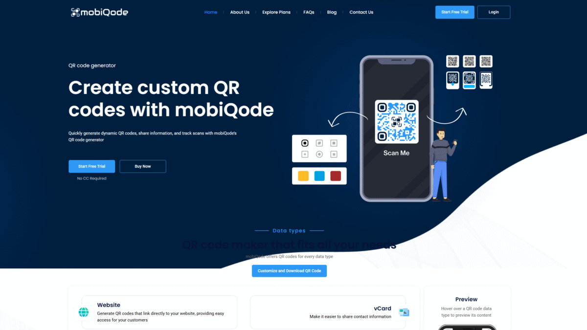mobiqode homepage